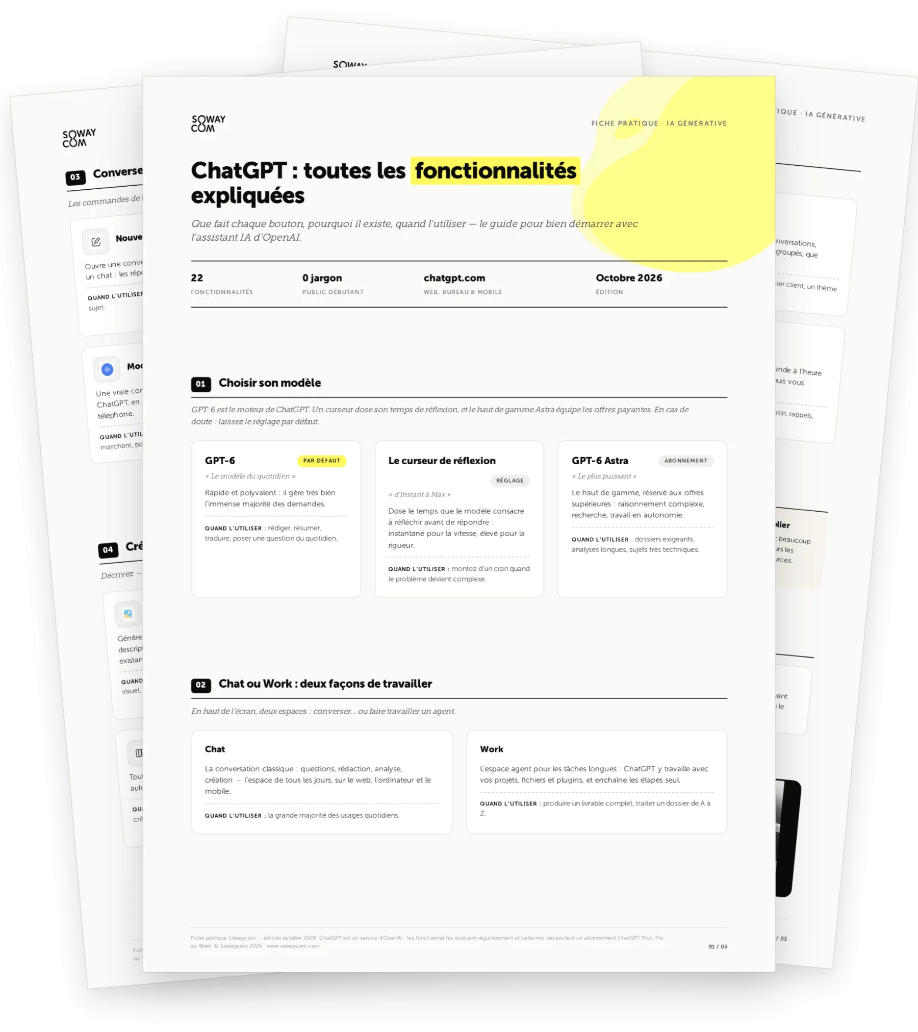 Fiche pratique ChatGPT de Sowaycom — mockup imprimable