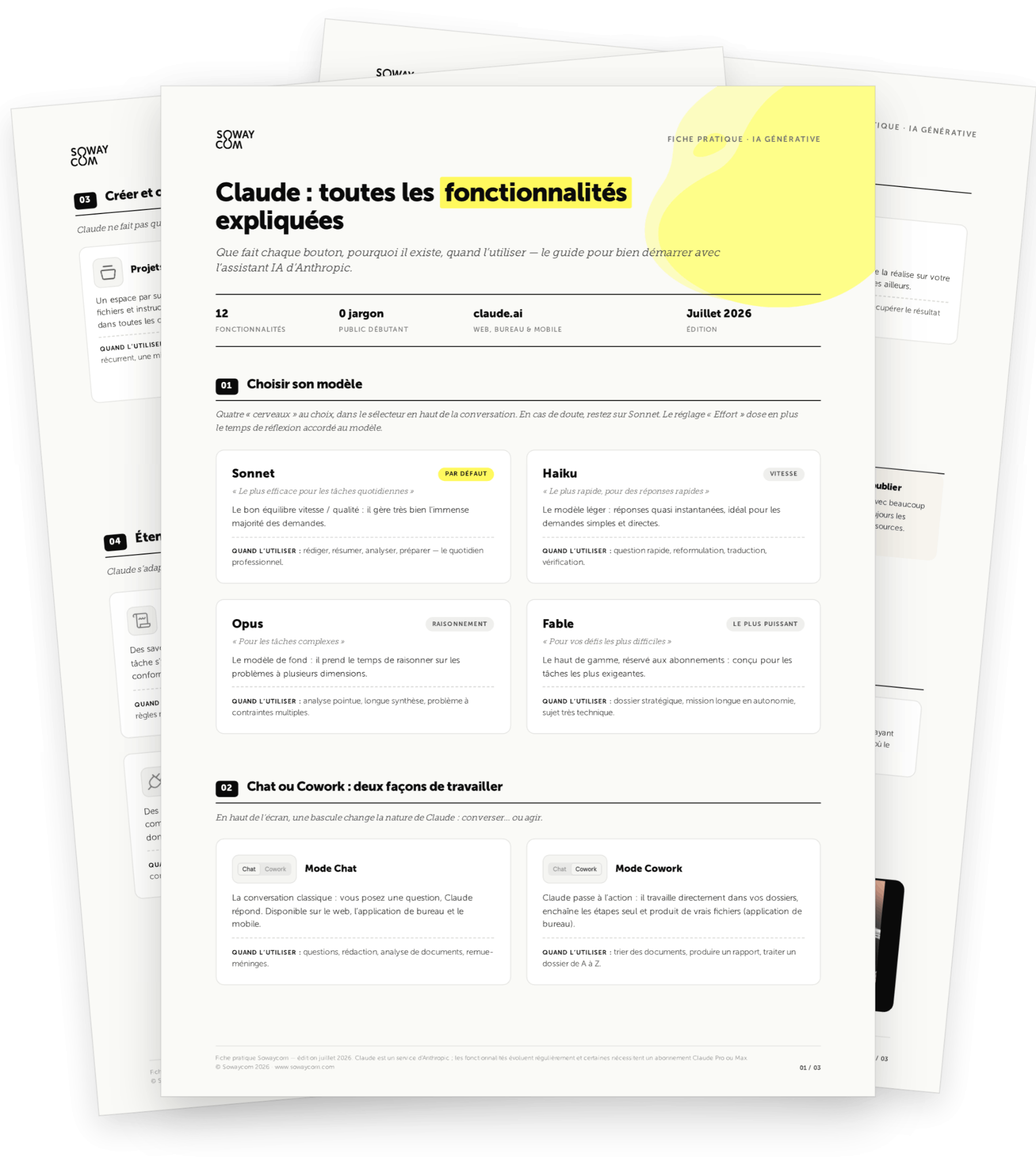 Fiche pratique Claude de Sowaycom — mockup imprimable