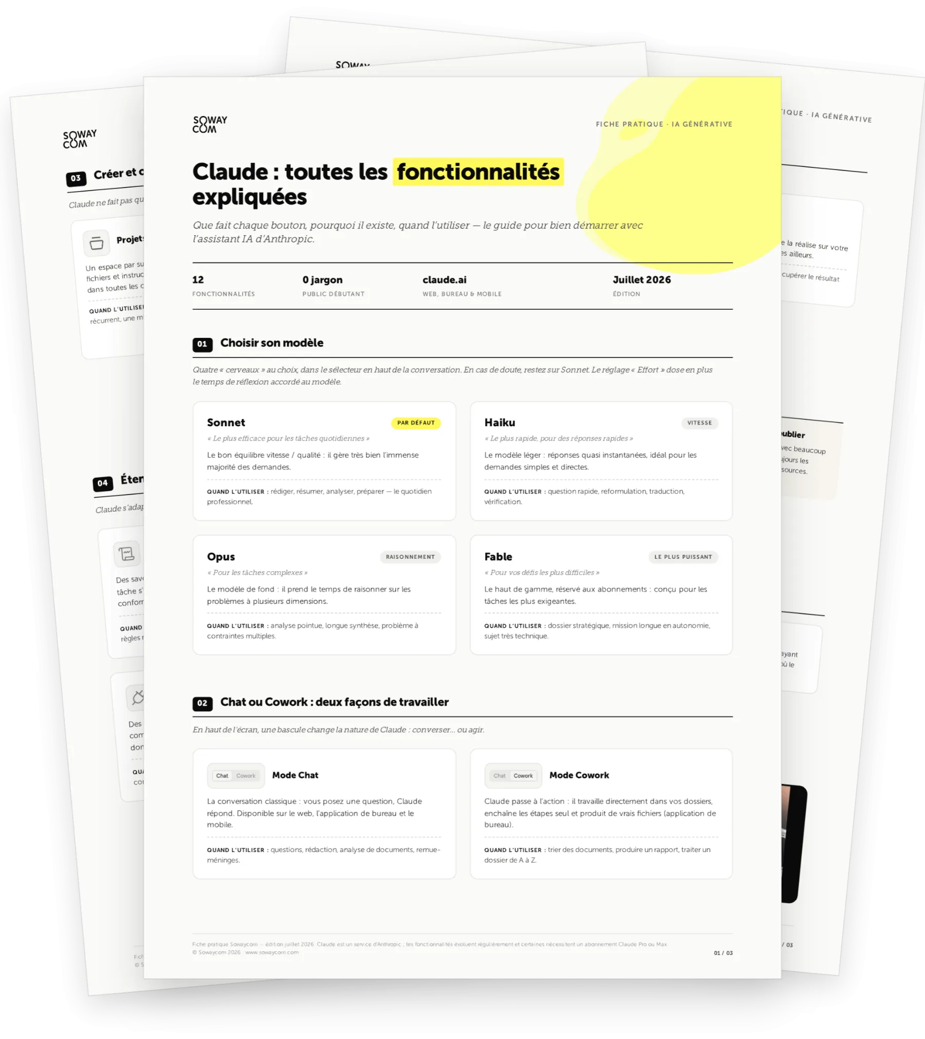 Fiche pratique Claude de Sowaycom — mockup imprimable