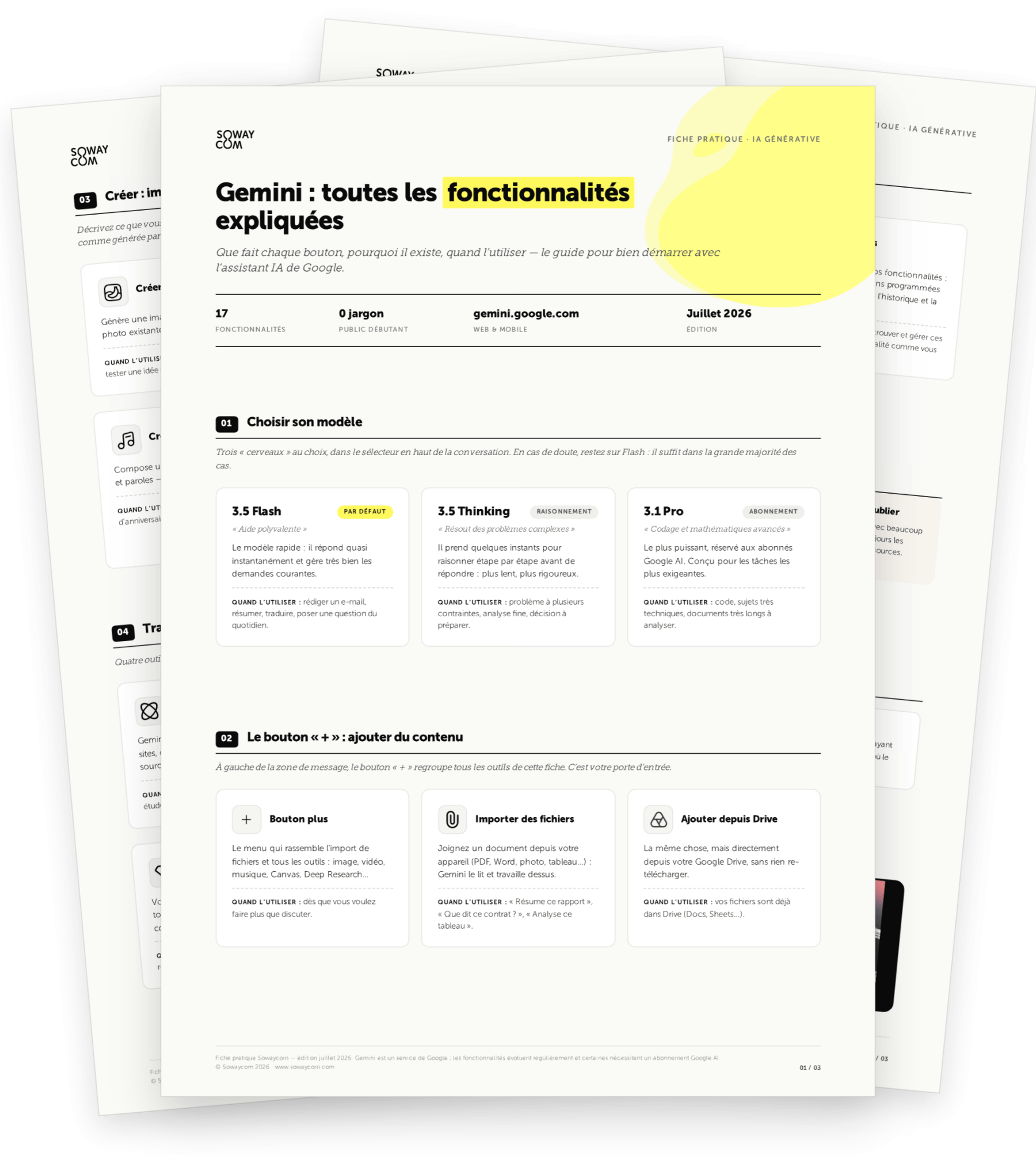Fiche pratique Gemini de Sowaycom — mockup imprimable